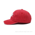 Washed Cotton Red 3D Embroidered Letter Dad Hat